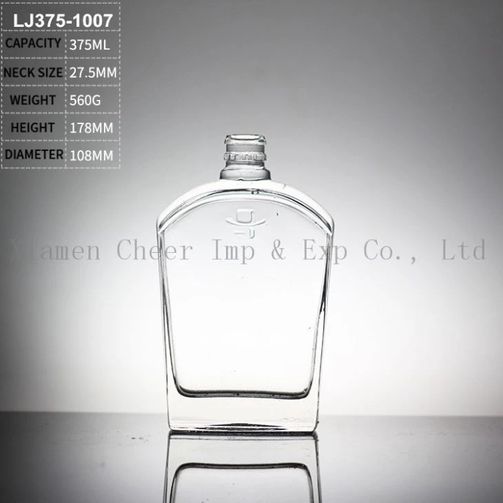 Verre plat 375ml bouteille fiole verre, bouteille Vodka LJ375-1007