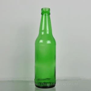 Bouteille de boisson en verre vert de 355 ml avec bouchon à vis